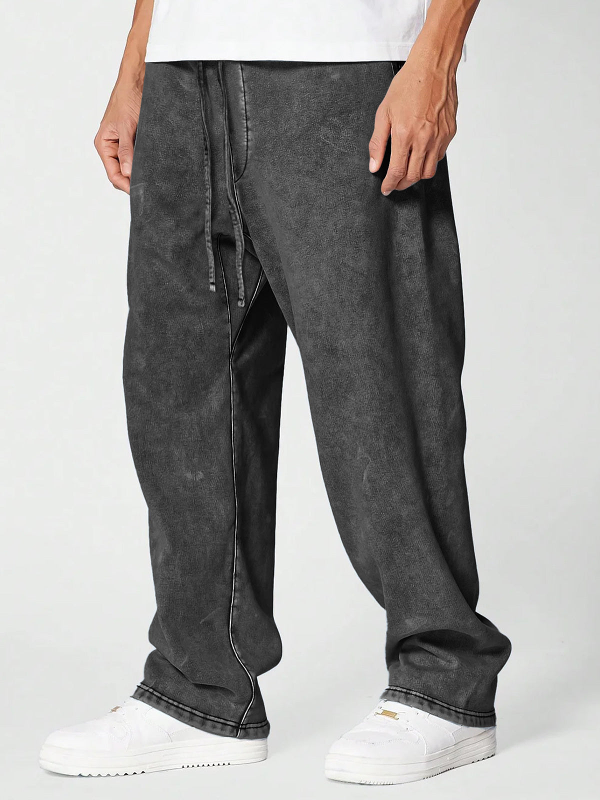 Men's Vintage Washed 100% Cotton Casual Solid Color Trousers