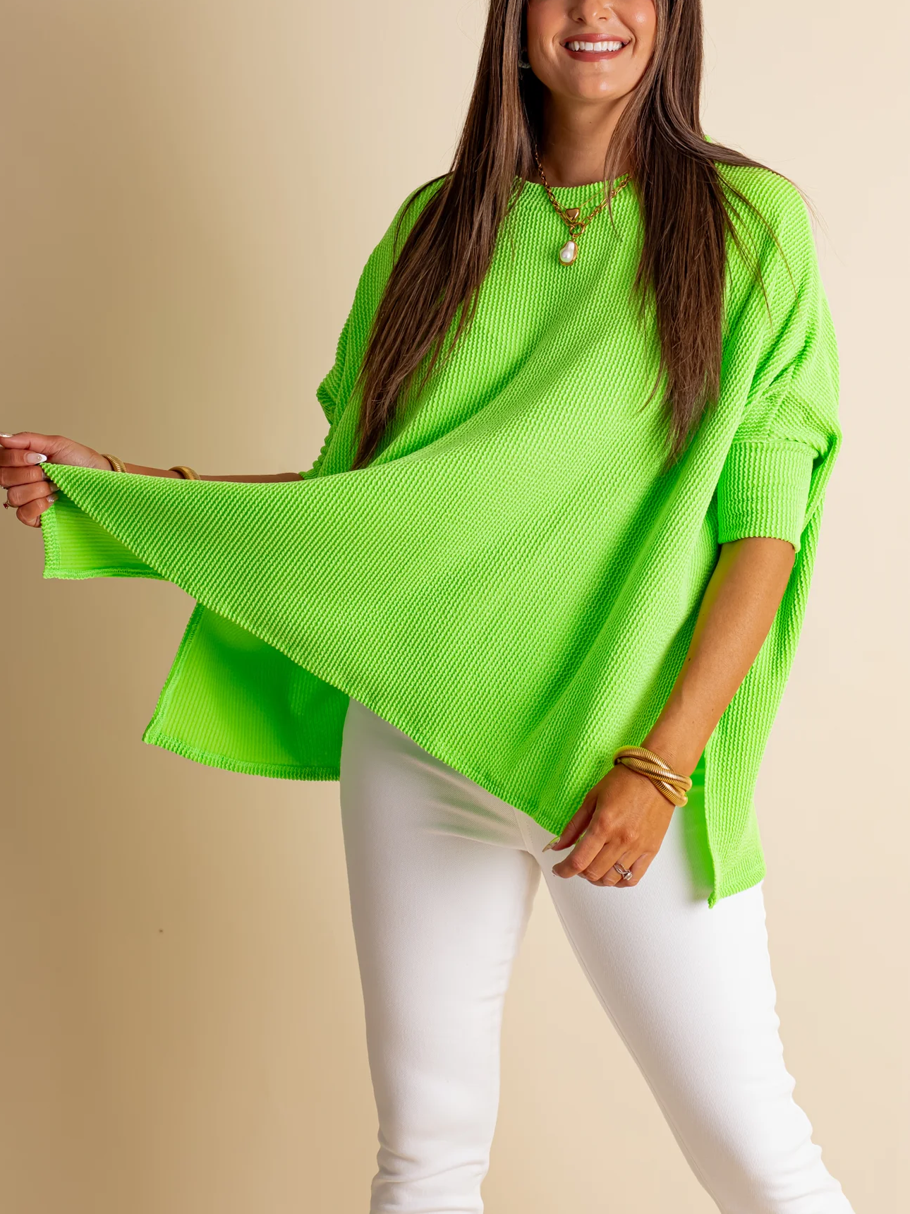 Women's Oversized Half Sleeve Ribbed Top (Buy 2 Free Shipping)