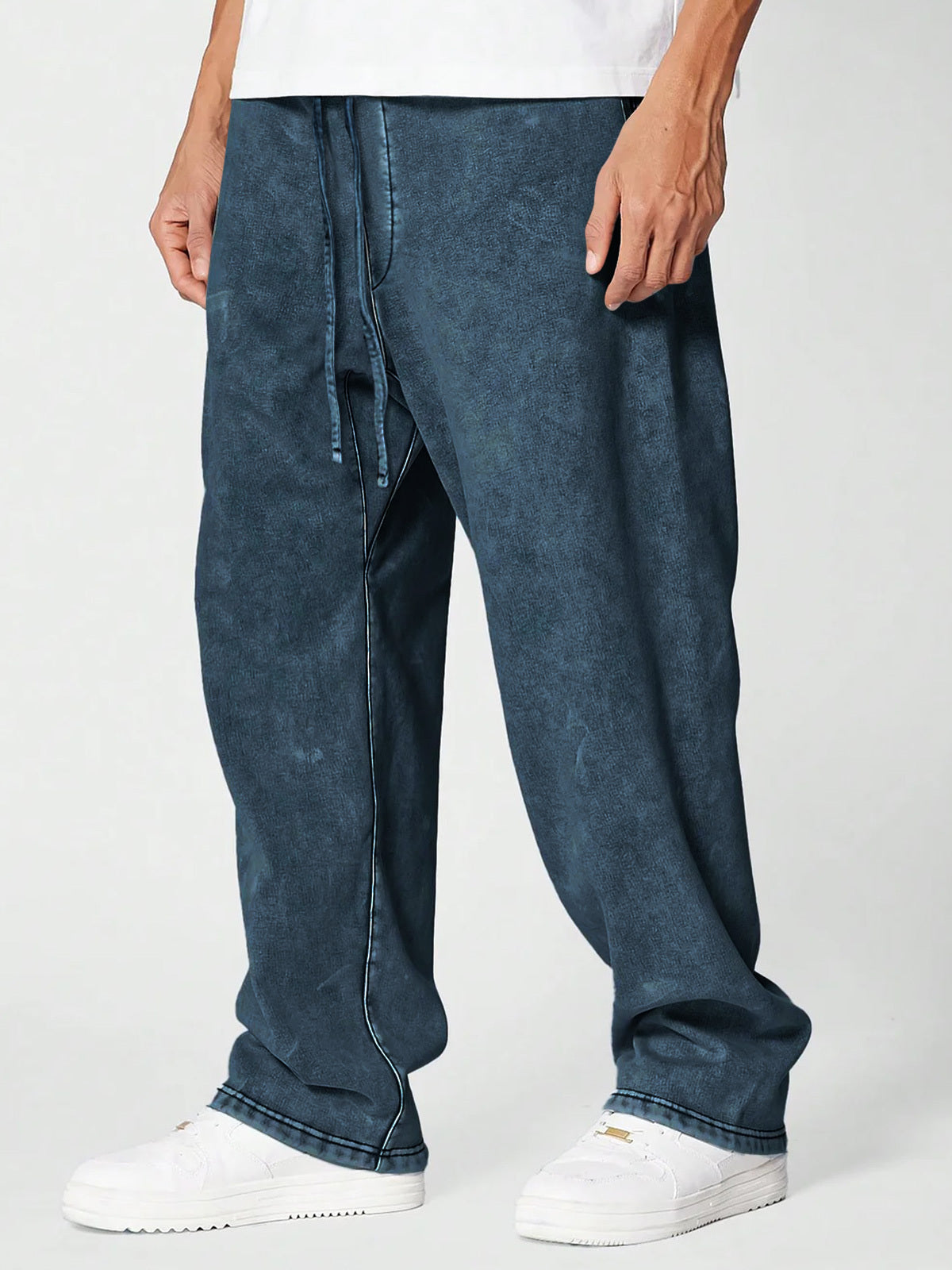 Men's Vintage Washed 100% Cotton Casual Solid Color Trousers