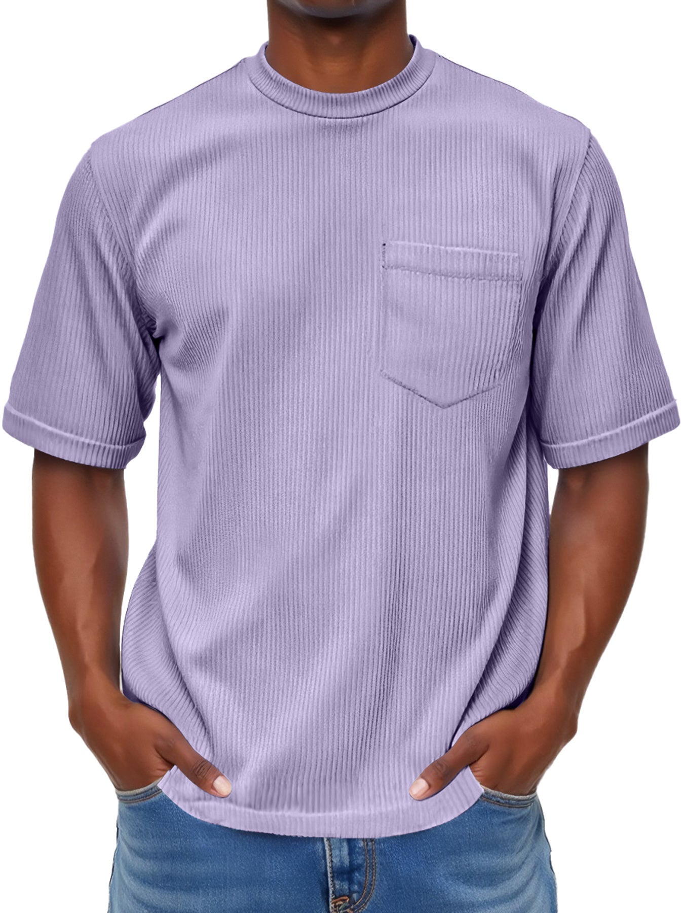 Men's Fashion Round Neck Pocket Casual Comfort Short Sleeve T-shirt