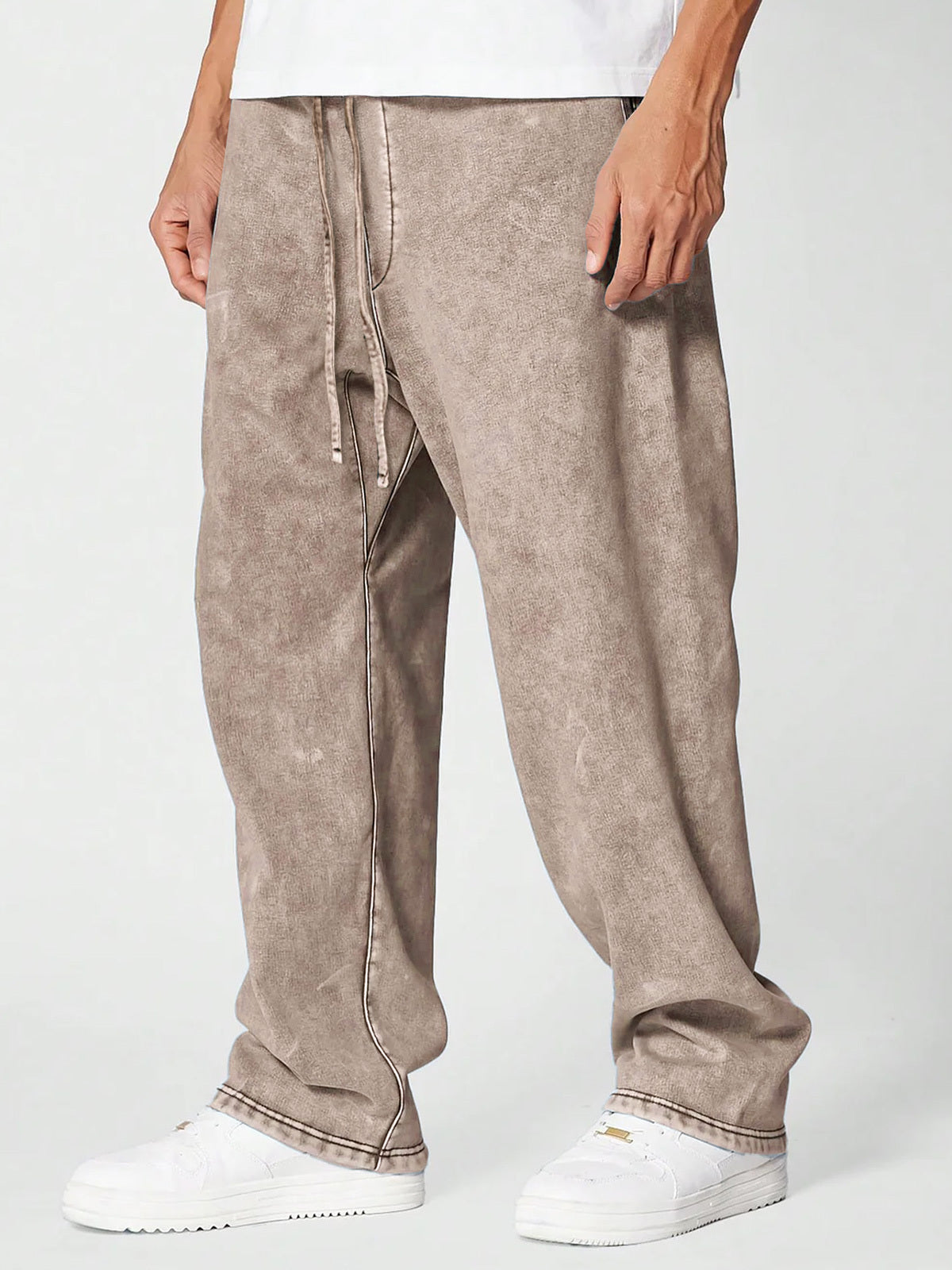 Men's Vintage Washed 100% Cotton Casual Solid Color Trousers