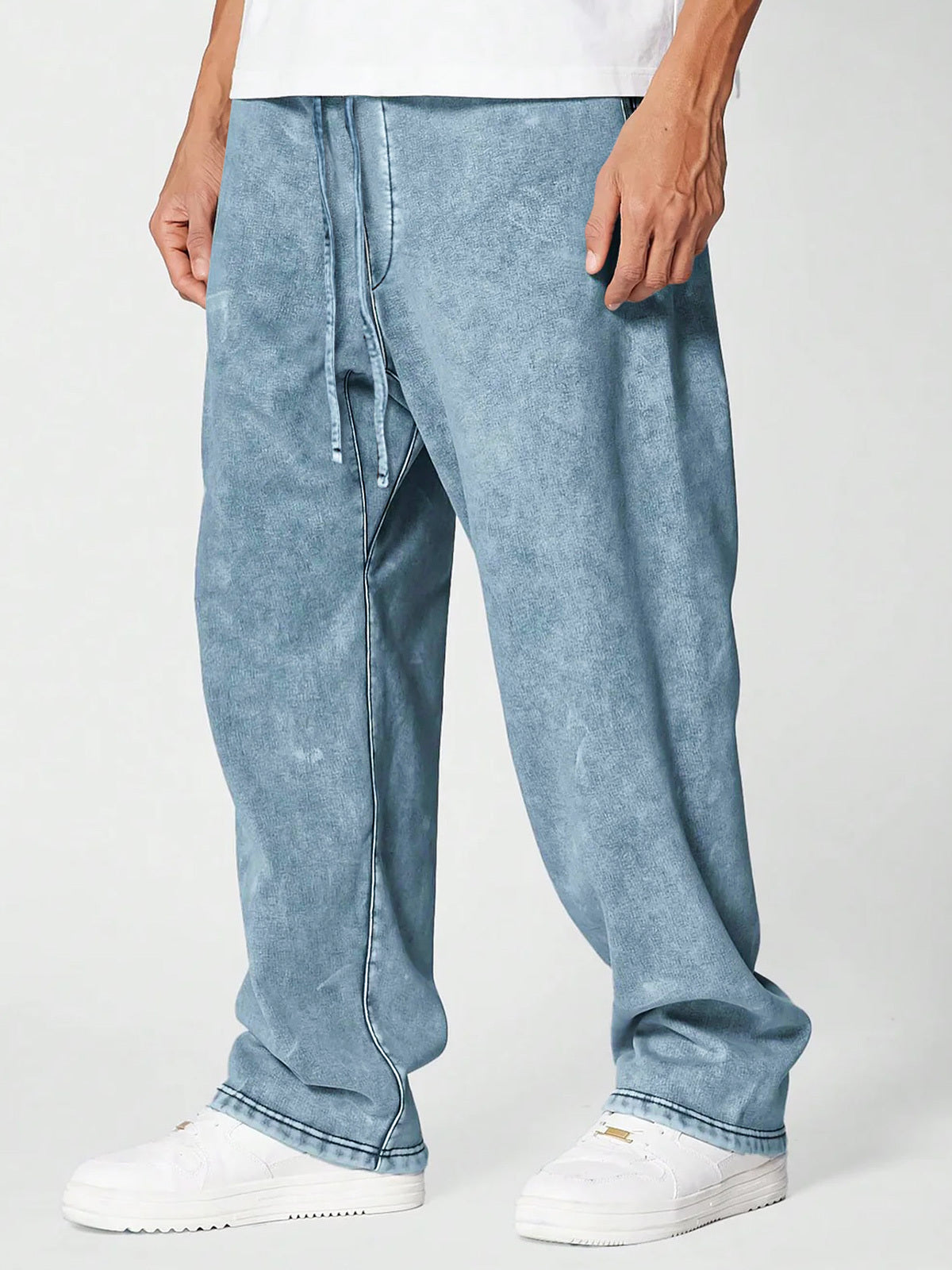 Men's Vintage Washed 100% Cotton Casual Solid Color Trousers