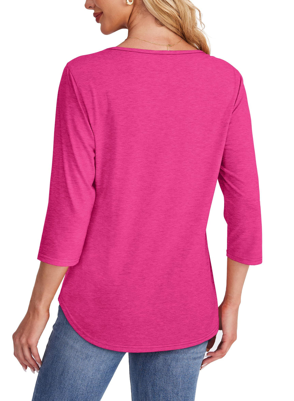Women's 3/4 Length Sleeve Top Pleated Front T-Shirt (Buy 3 Free Shipping)
