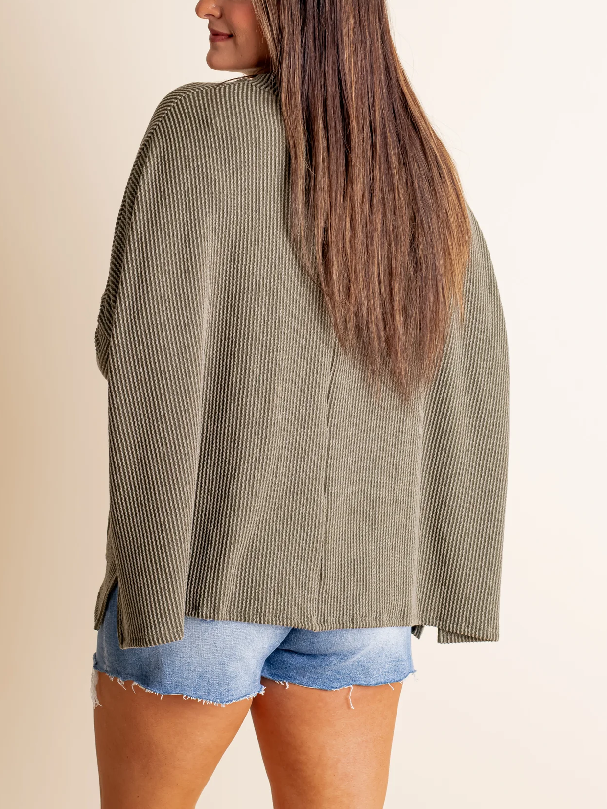 Women's Oversized Half Sleeve Ribbed Top (Buy 2 Free Shipping)