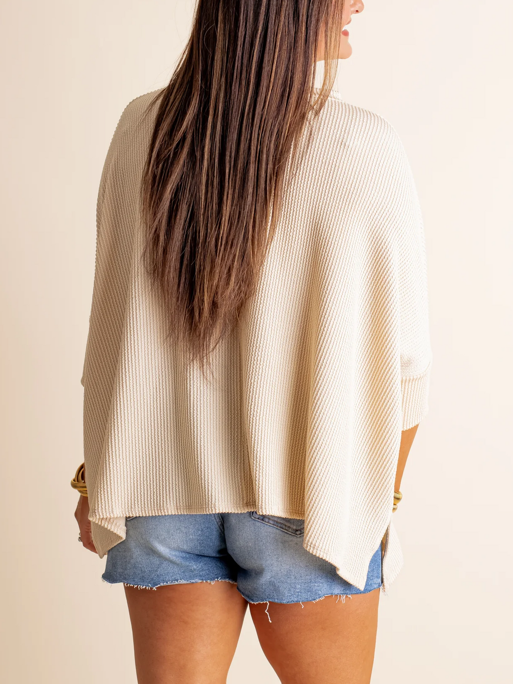 Women's Oversized Half Sleeve Ribbed Top (Buy 2 Free Shipping)