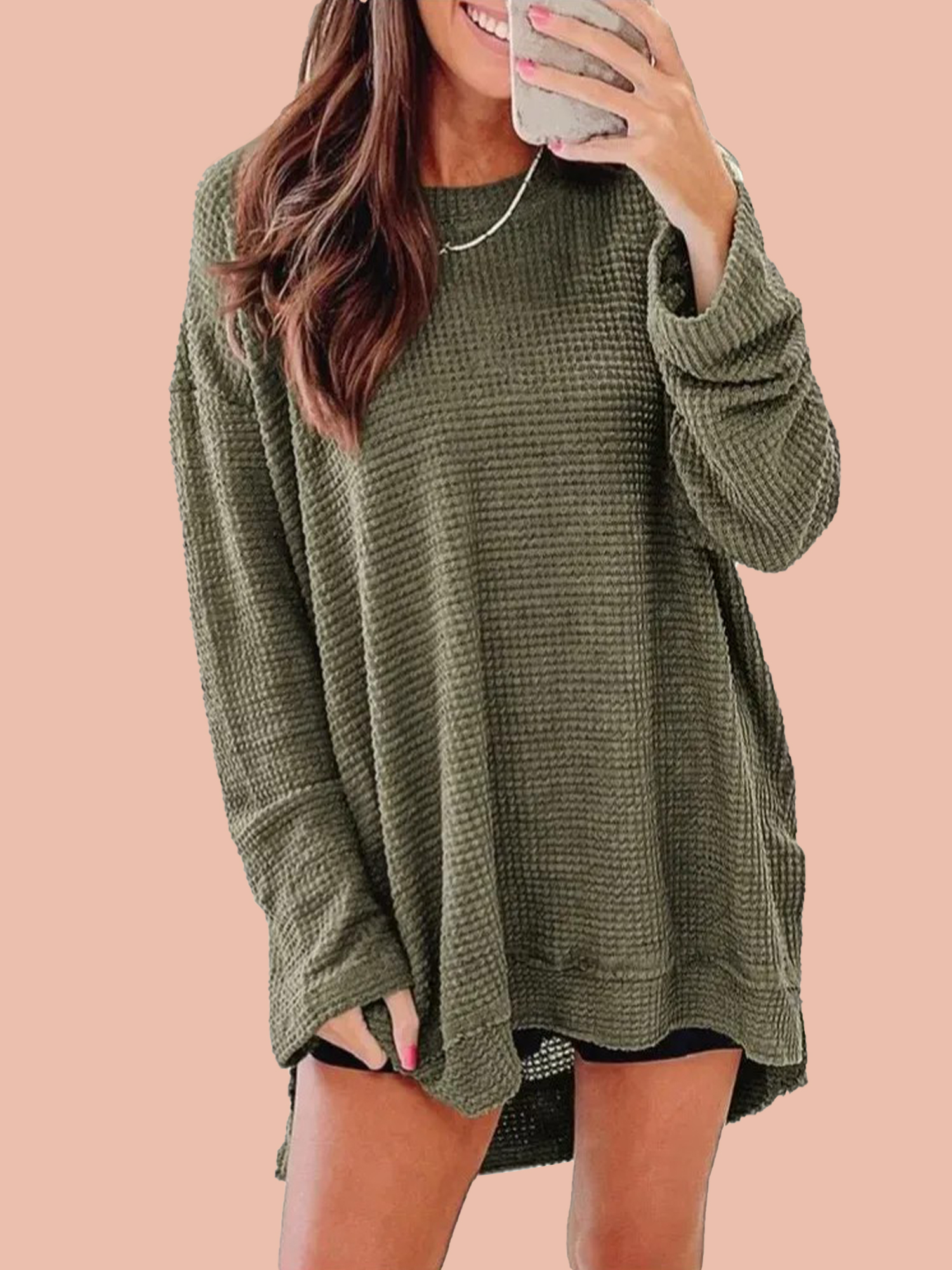 Women's Oversized Waffle Knit Top (Buy 2 Free Shipping)
