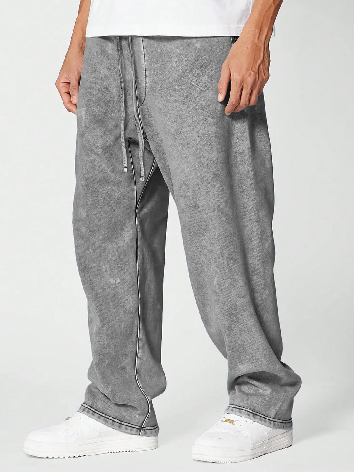 Men's Vintage Washed 100% Cotton Casual Solid Color Trousers