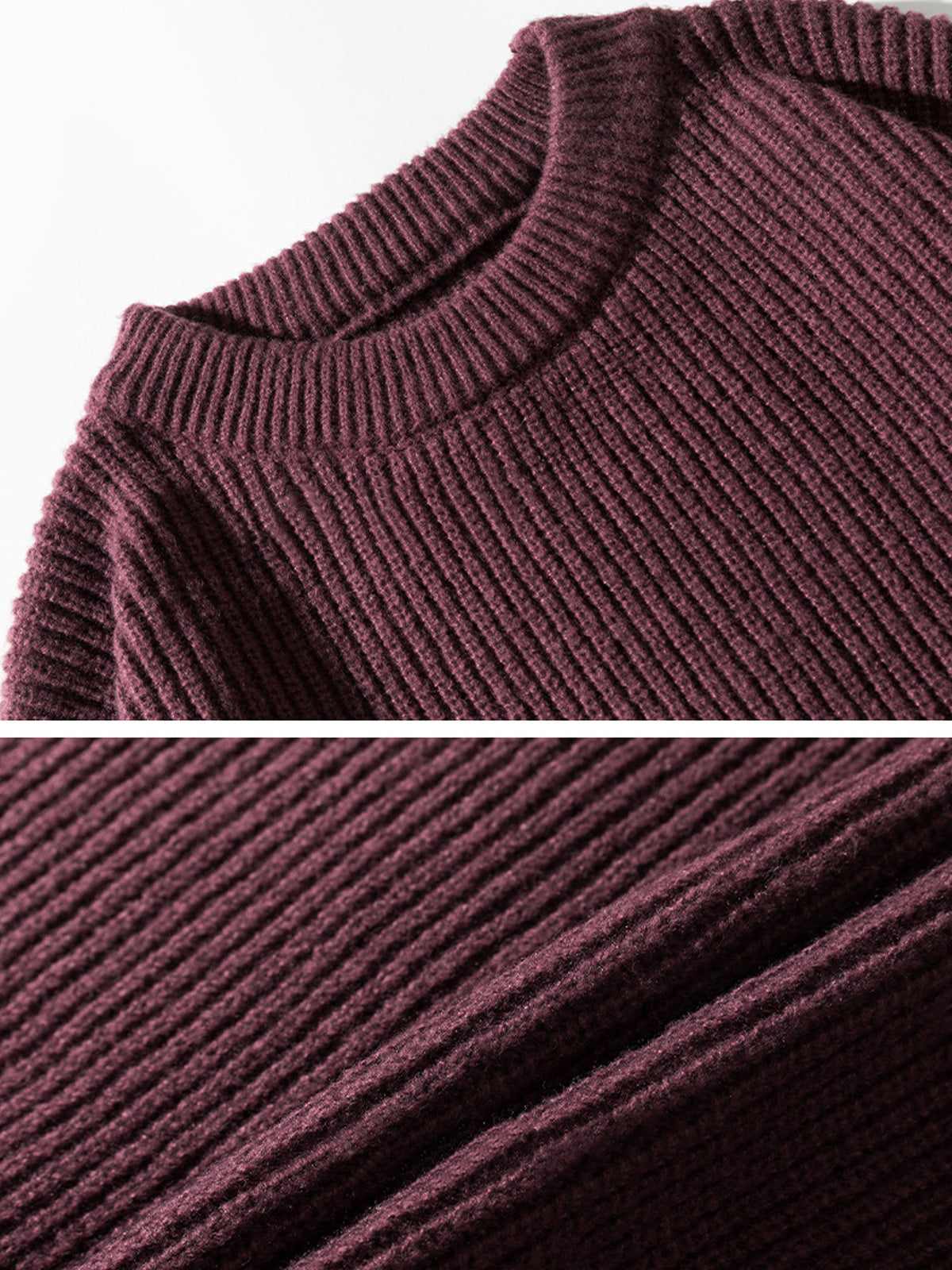 Men's Casual Round Neck Solid Color Comfortable Knitted Sweater