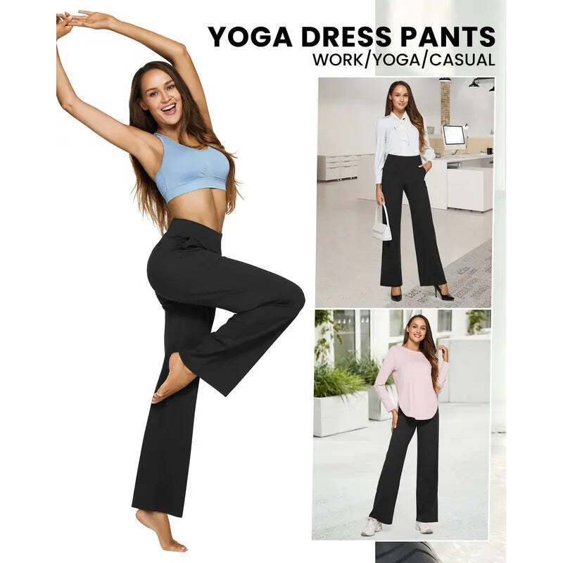 🎁Christmas Discounts🔥Women’s High-Waist Wide Leg Pants – Business Casual Yoga Dress Pants with Pockets