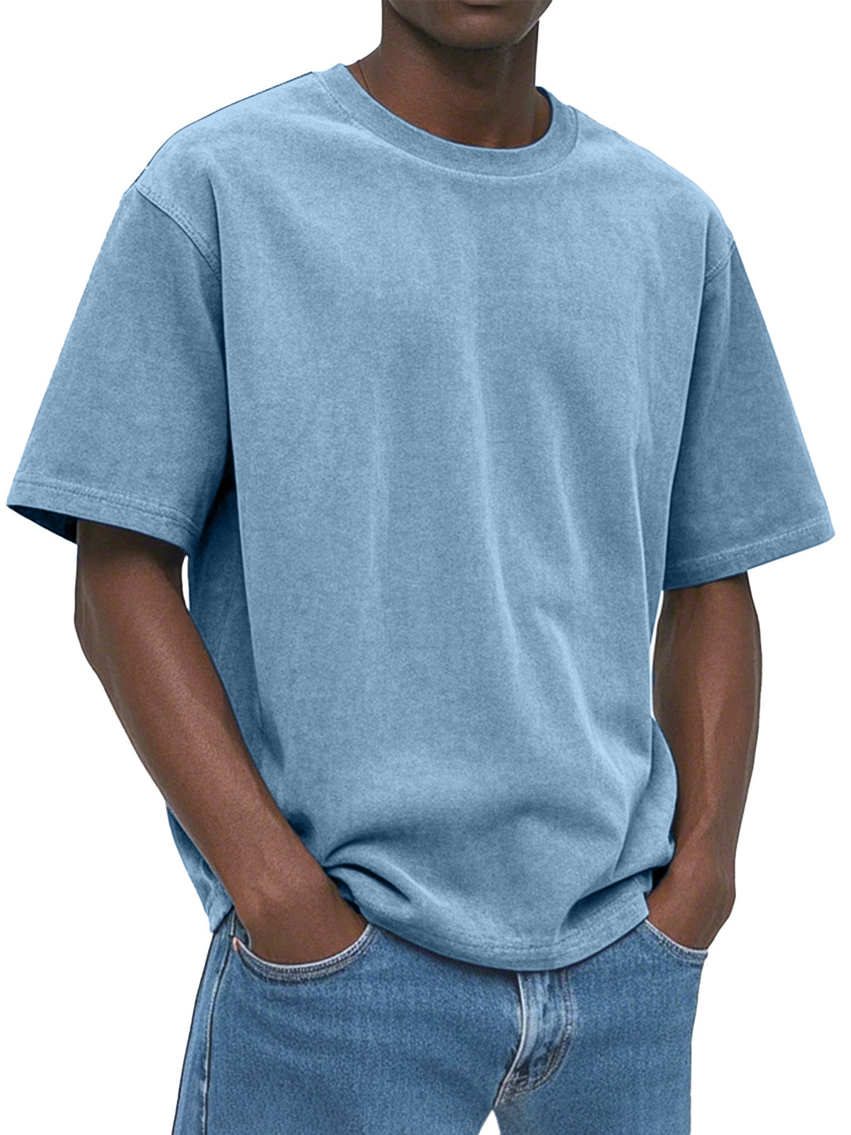 Men's Casual Comfortable And Loose Solid Color Suede Short-sleeved T-shirt